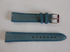 18 mm BRACELET GALUCHAT VÉRITABLE POLI COUSU "BLEU TURQUOISE" ÉTONNANT CUIR LUXE