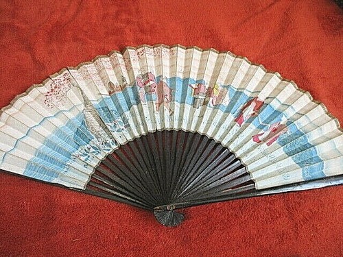 Eventail japonais fan ancien - eventail,