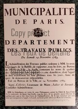 AFFICHE DEMOLITION BASTILLE MUNICIPALITE 1789 REVOLUTION  carte postale 