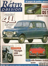 RETRO PASSION 103 RENAULT 4L EXPORT DS 21 CABRIOLET CHAPRON GIULIETTA SPIDER
