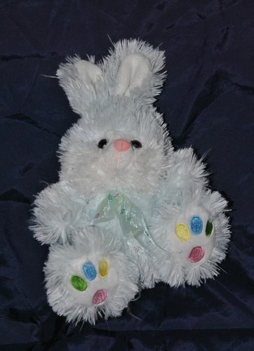 Doudou lapin bleu blanc - bleu, cp