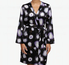 Kimono peignoir satiné noir - kimono,