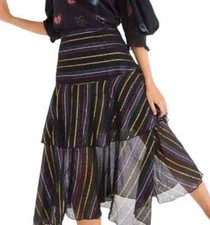 Jupe Midi Multicolore Striée