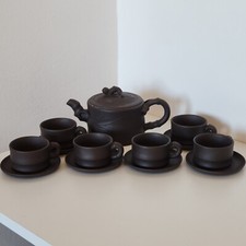 Service à thé chinois en terre cuite Yixing décor bambou