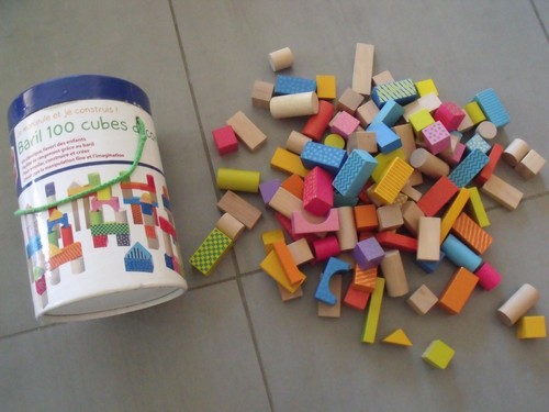 Baril 100 cubes bois - de,