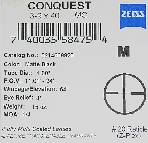 Zeiss conquest 9x40 - zeiss, 3-9x40