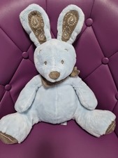 GRAND DOUDOU PELUCHE 40 CM NICOTOY LAPIN bleu marron taupe bandana 