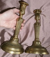 2 bougeoirs XVIIIème époque LOUIS XVI - Bronze anciennement argenté