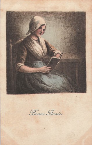 Illustree femme coiffe - cp,