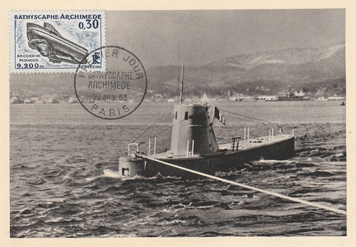 Carte 1er jour bathyscaphe - carte,