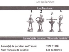 rare KINDER 1977/1978 LES FIGURINES METAL BRUNI LES BALLERINES 3D au CHOIX