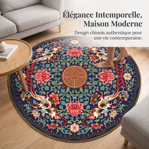 Tapis rond antidérapant - rond,
