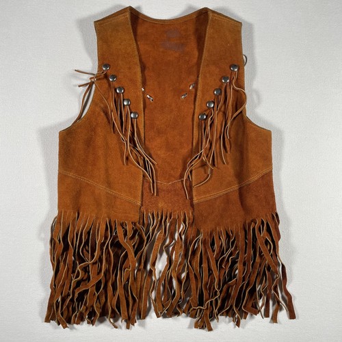 Vintage suede fringe vest - vintage,