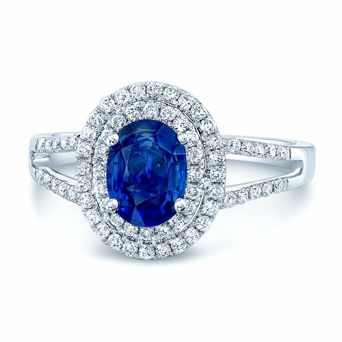 14k blanc ovale saphir - ovale,
