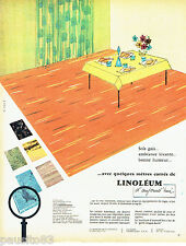 PUBLICITE ADVERTISING 076  1962  Linoleum   revetement de sol  salle à manger