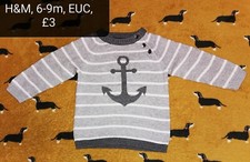 Pull rayé gris ancre H&M 6-9 m 