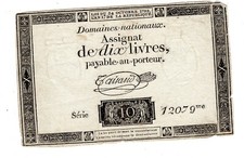FRANCE ASSIGNAT 10 LIVRES  1792  REVOLUTION / DOMAINES NATIONAUX BON ETAT