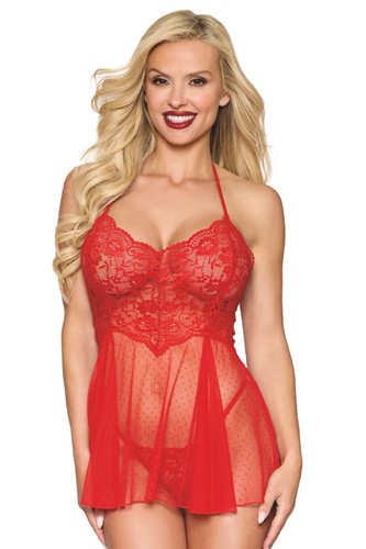 Nuisette résille rouge - rouge, et