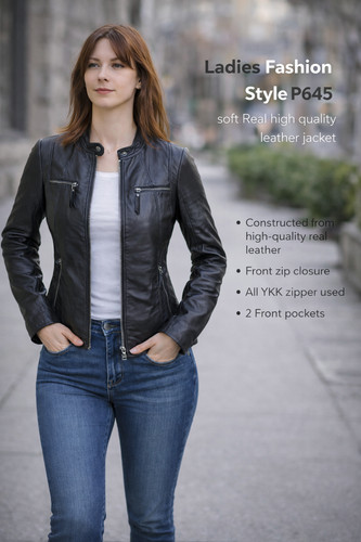 Veste cuir réel haute - veste,