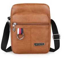 Sac bandoulière homme cuir PU étanche sacoche messager décontractée marron