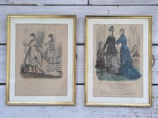 2 Tableaux gravures Journal des Demoiselles, Petit courrier des Dames cadre en f