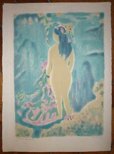 Cavailles Jules Lithographie originale signée numérotée nu féminin 
