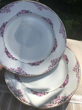 6 assiettes à dessert LIMOGES Décor floral Dorures Vintage