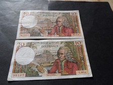 France: lot de 2 billets 10 francs voltaire 1970