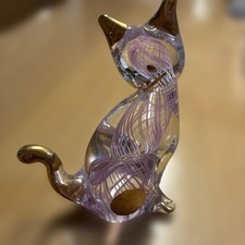 Figurine chat en verre d'art de Murano soufflé à la main Venise Italie...