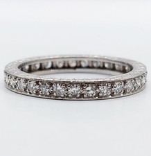 Alliance américaine or blanc 18k et 0,93 carats diamant et monture ciselée