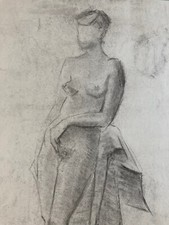 Beau Dessin Fusain Femme Nu