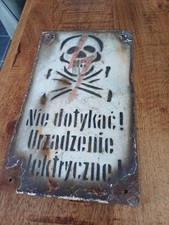 ANCIENNE PLAQUE EMAILLEE TETE DE MORT  DANGER Électrique Vintage 
