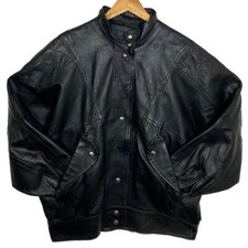 Blouson cuir noir - cuir, vintage