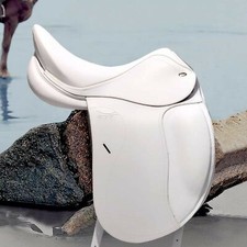 Selle en cuir de cheval de dressage blanc anglais 18 pouces/toutes tailles