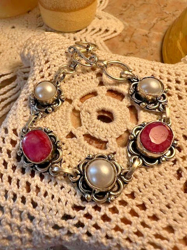 Bracelet ancien cabochons - bracelet,