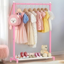 Porte-vêtements pour enfants avec étagère de rangement inférieure, porte-vête...