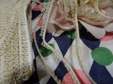 pour bébé layette  vétements poupons  3m picot vintage  blanc cassé  coton