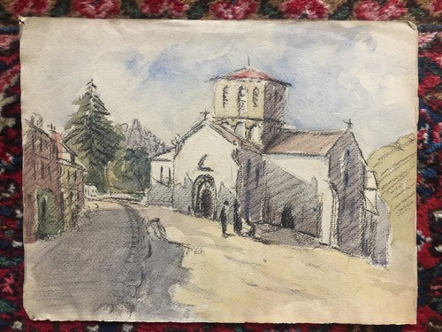 Fusain aquarelle originale - fusain,