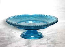 Présentoir serviteur gâteaux ancien verre bleu Vintage Cakestand Cupcakes