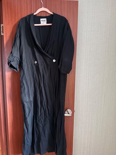 Flax black linen - linen, collared
