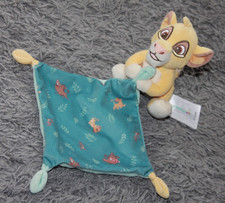 Doudou SIMBA Roi Lion mouchoir bleu  jaune Timoun Pumba feuille DISNEY BABY