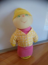 Peluche Doudou Luciole Toto rose jaune Ajena Phosphorescente Vintage 