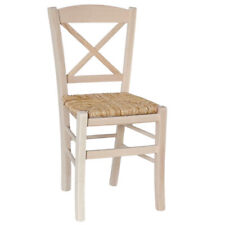 Chaise En Bois Croisée Venise Avec Assise En Paille Brute À Vernir