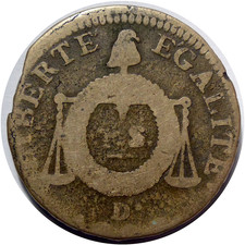 Convention Sol à la balance 1793 D Lyon