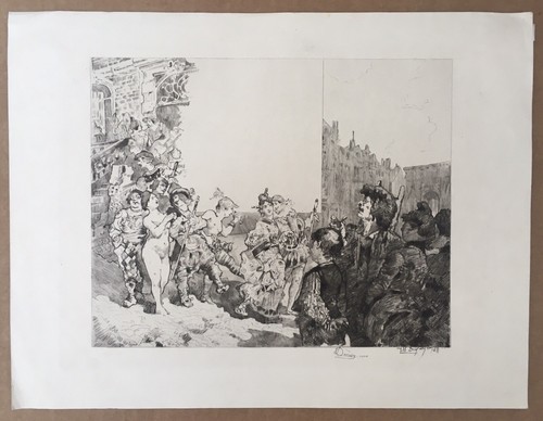 Gravure originale procession - originale,