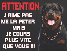 Plaque Attention au chien Rottweiler  MECHANT 40X30CM
