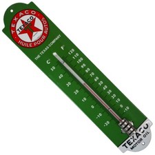 Thermomètre émaillé bombé hauteur 42 cm : TEXACO