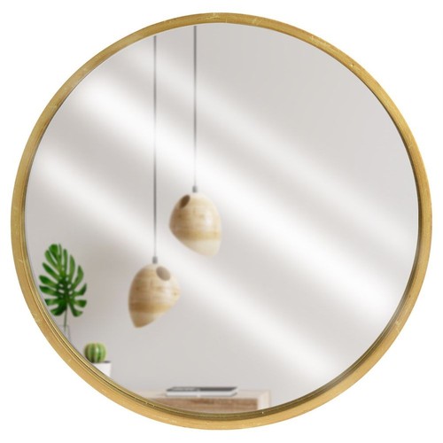 Miroir mural rond - en, bois