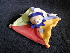 Doudou et compagnie ours plat arlequin rouge bleu jaune vert Etat Neuf