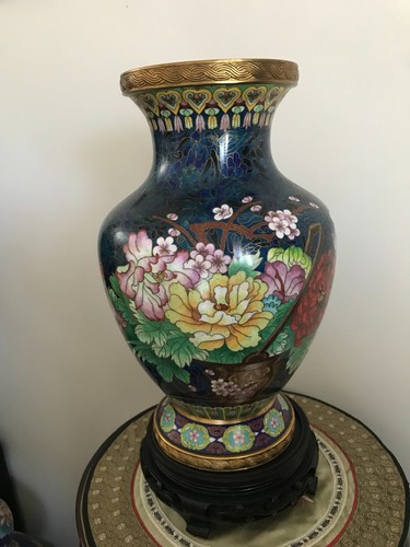 Cloisonne vase bronze emaux - bronze,